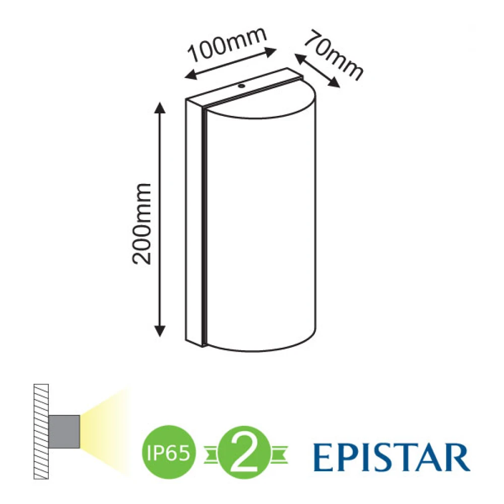 LED EPISTAR Απλίκα Εξωτερικού Χώρου Σε Σκούρο Γκρι 10W IP65 TRINO - ACA