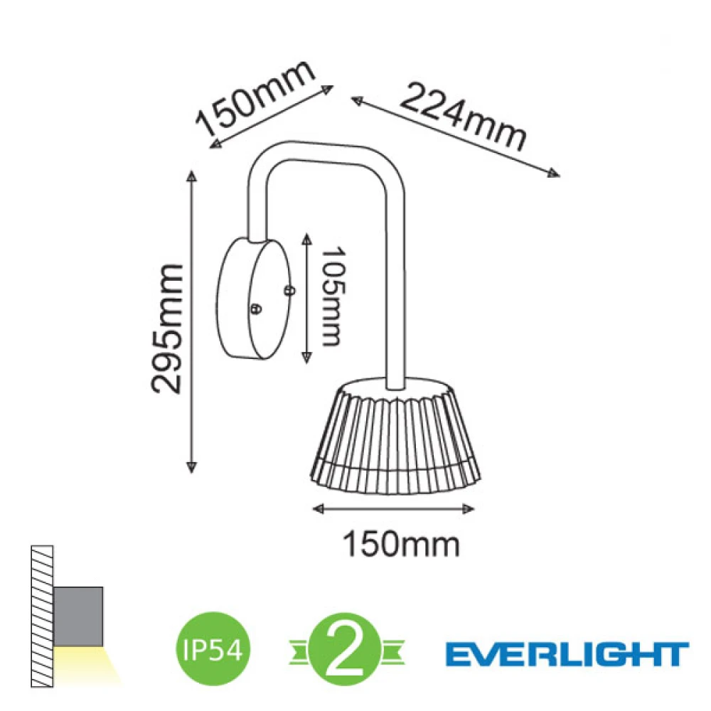 EVERLIGHT LED Απλίκα Εξωτερικού Χώρου Σκούρο Γκρι 10W IP54 VIANA - ACA