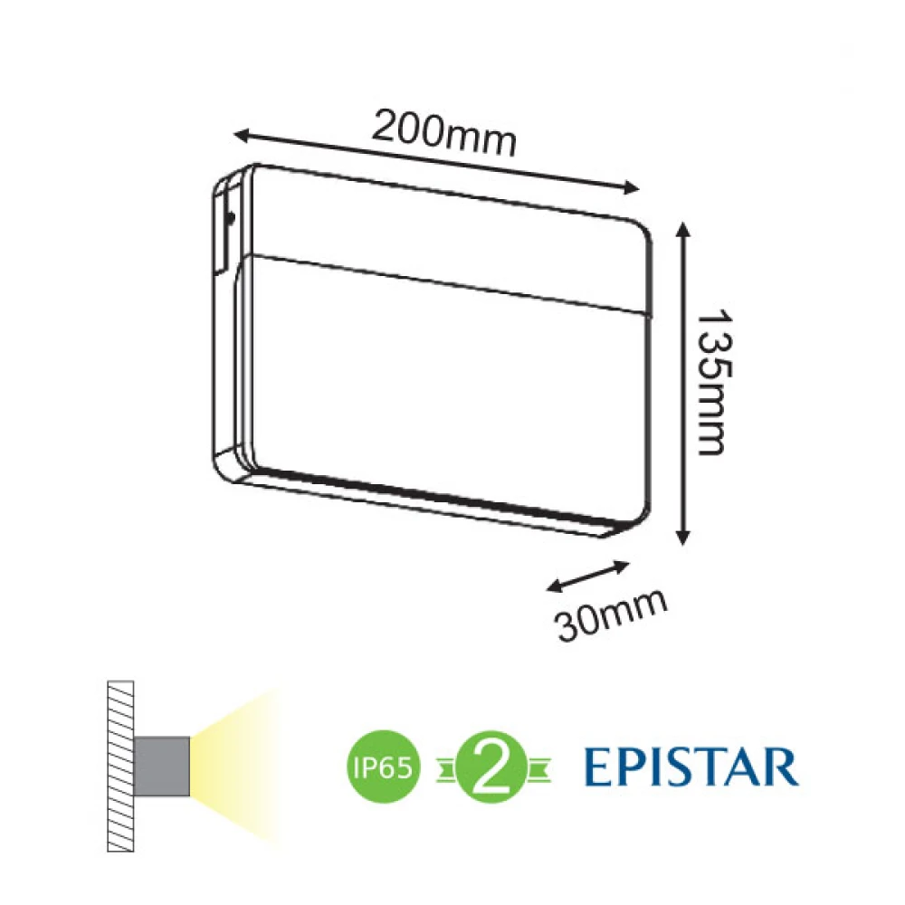 LED EPISTAR Απλίκα Εξωτερικού Χώρου Σε Σκούρο Γκρι 13W IP65 YUTA- ACA