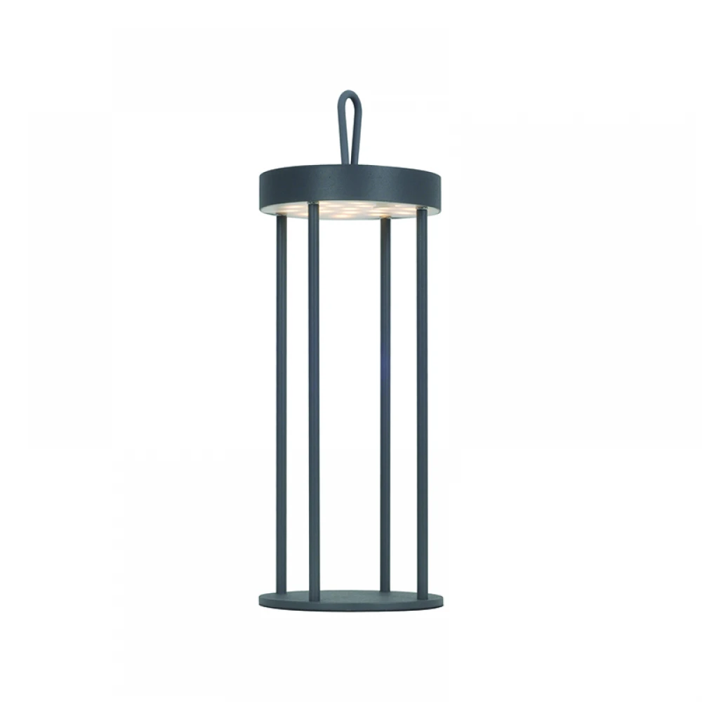 LED Επιτραπέζιο Φωτιστικό Εξωτερικού Χώρου Επαναφορτιζόμενο Γκρι 3W 240LM 3.000K 120° CRI80 IP54 - Aca