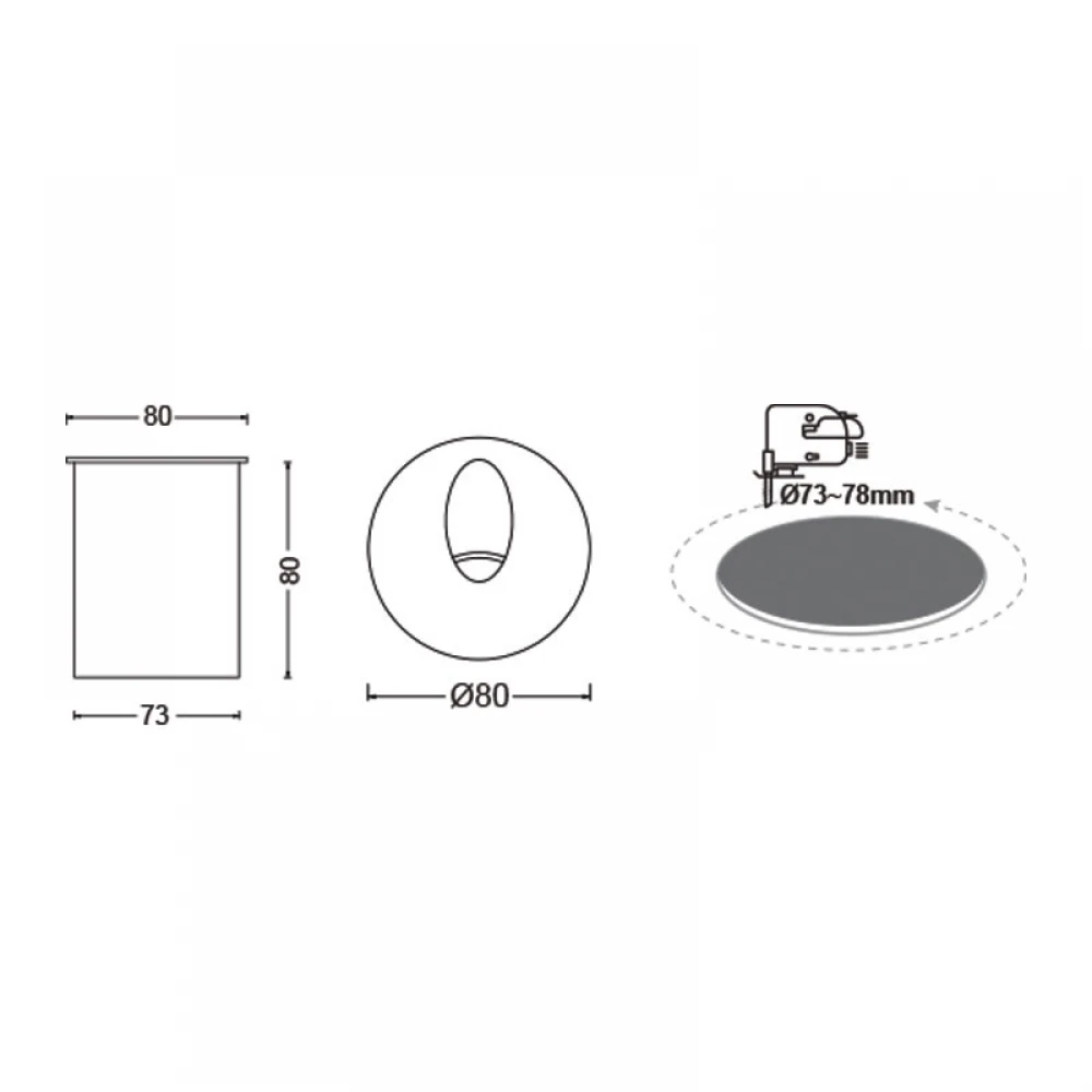Led Επίτοιχο Φωτιστικό Χωνευτό 3W 230V IP65 Σκούρο Γκρι ACA