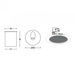 Led Επίτοιχο Φωτιστικό Χωνευτό 3W 230V IP65 Σκούρο Γκρι ACA