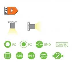 LED PC Φωτιστικό Οροφής 230V AC IP66 12W 1020lm 3000K 180° Ra80 MADA - ACA