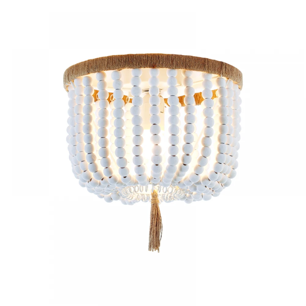 Φωτιστικό Οροφής Με Ξύλινες Χάντρες 1xE27 SPETSES - Aca Decor