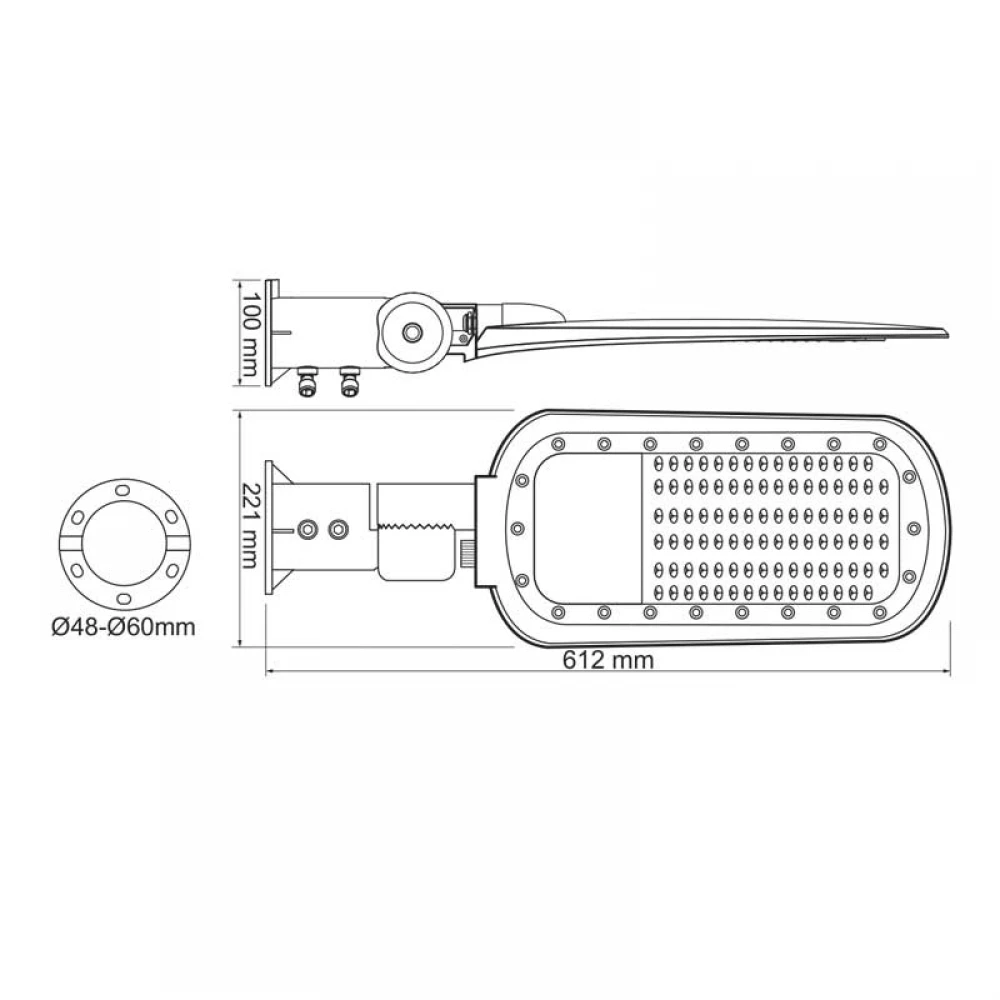 LED STREET LUMINAIRE 150W 20250LM 4000K 140x90˚ CLASS I 230V AC IP66 ACA