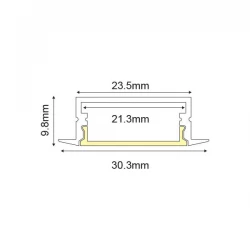NORM ΠΡΟΦΙΛ ΑΛΟΥΜΙΝΙΟΥ ΜΑΥΡΟ ΜΕ ΟΠΑΛ ΚΑΛΥΜΑ 2m/pc ACA