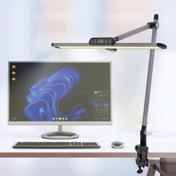 ΦΩΤΙΣΤΙΚΟ ΓΡΑΦΕΙΟΥ ΜΕ ΚΛΙΠ ΚΑΙ LCD ΕΝΔΕΙΞΗ ΩΡΑΣ - ΑΣΗΜΙ ΑΛΟΥΜΙΝΙΟΥ +ΠΛΑΣΤΙΚΟ LED SMD  12W  600LM CCT 3000K-3800K-5700K IP20 ACA