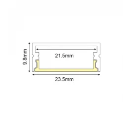 NORM ΠΡΟΦΙΛ ΑΛΟΥΜΙΝΙΟΥ ΜΑΥΡΟ ΜΕ ΟΠΑΛ ΚΑΛΛΥΜΑ 2m/pc ACA