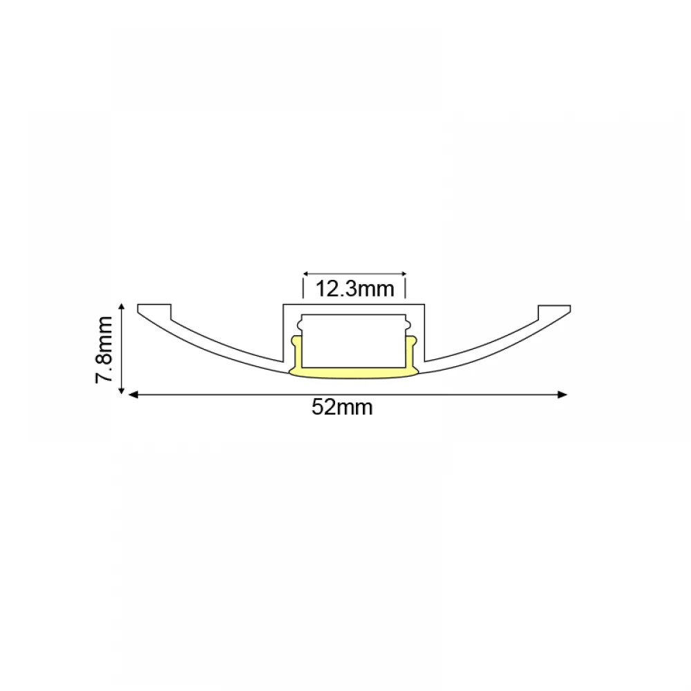 2WING ALUMINUM PROFILE WITH OPAL PC DIFFUSER 2m/pc ACA