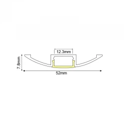 2WING ALUMINUM PROFILE WITH OPAL PC DIFFUSER 2m/pc ACA