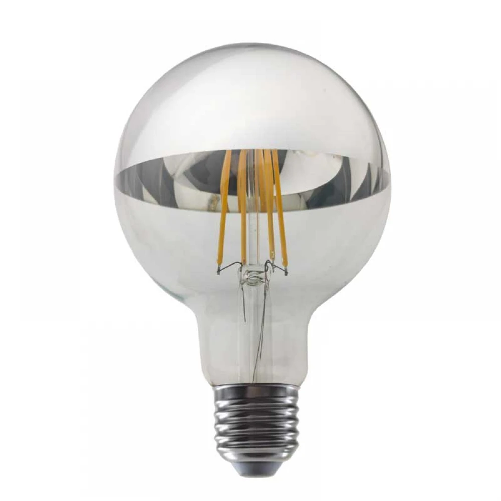 Λαμπτήρας Led Ανεστραμμένου Καθρέφτη G95 SILVER 8W 2700K Dimmable - Diolamp