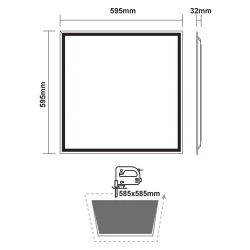Φωτιστικό Οροφής Slim Panel Λευκό Τετράγωνο 60x60 LED SMD 48W 120° OTIS Aca Ουδέτερο Λευκό 4000K