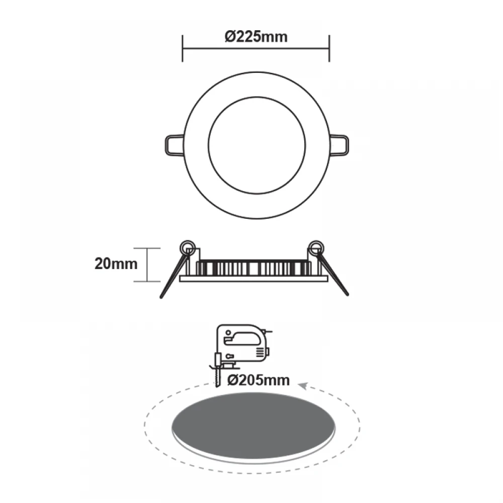ΝΙΚΕΛ ΜΑΤ ΣΤΡΟΓΓΥΛΟ LED ΠΑΝΕΛ ΧΩΝΕΥΤΟ 18W 6500K 1800Lm Φ220mm 230V AC Ra80 ACA