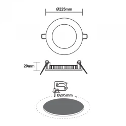 ΝΙΚΕΛ ΜΑΤ ΣΤΡΟΓΓΥΛΟ LED ΠΑΝΕΛ ΧΩΝΕΥΤΟ 18W 6500K 1800Lm Φ220mm 230V AC Ra80 ACA