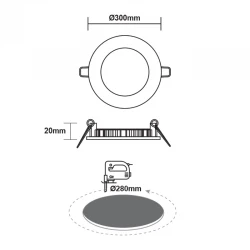ΛΕΥΚΟ ΣΤΡΟΓΓΥΛΟ LED ΠΑΝΕΛ ΧΩΝΕΥΤΟ 23W 6500K 2120Lm Φ298mm 230V AC Ra80 ACA