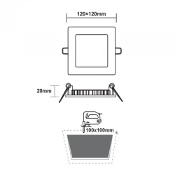 ΝΙΚΕΛ ΜΑΤ ΤΕΤΡΑΓΩΝΟ LED ΠΑΝΕΛ ΧΩΝΕΥΤΟ 6W 6500K 470Lm 118x118mm 230V AC Ra80 ACA