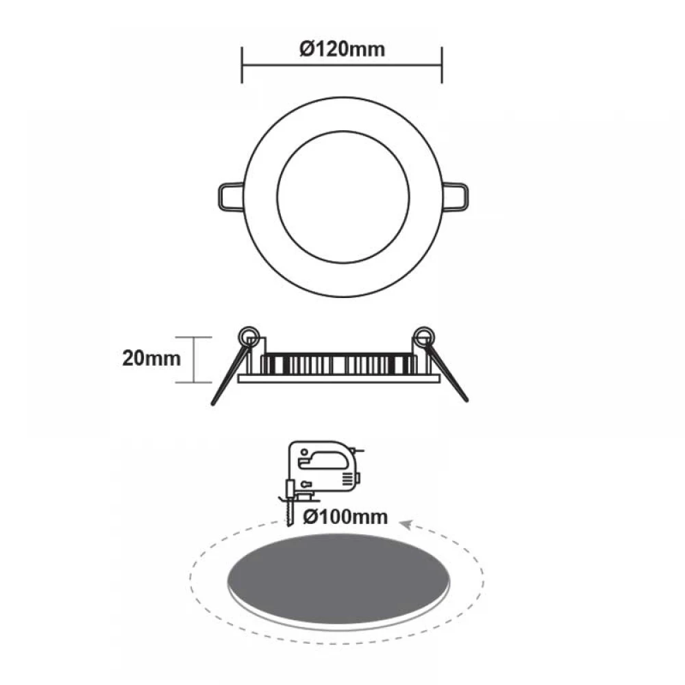 ΛΕΥΚΟ ΣΤΡΟΓΓΥΛΟ LED ΠΑΝΕΛ ΧΩΝΕΥΤΟ 6W 4000K 470Lm Φ119mm 230V AC Ra80 ACA