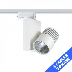 LED COB Φωτιστικό Ράγας Τριφασική 4 Καλωδίων 30W 36° 230V Σε Λευκό Μαύρο ή Γκρι BIENAL ACA