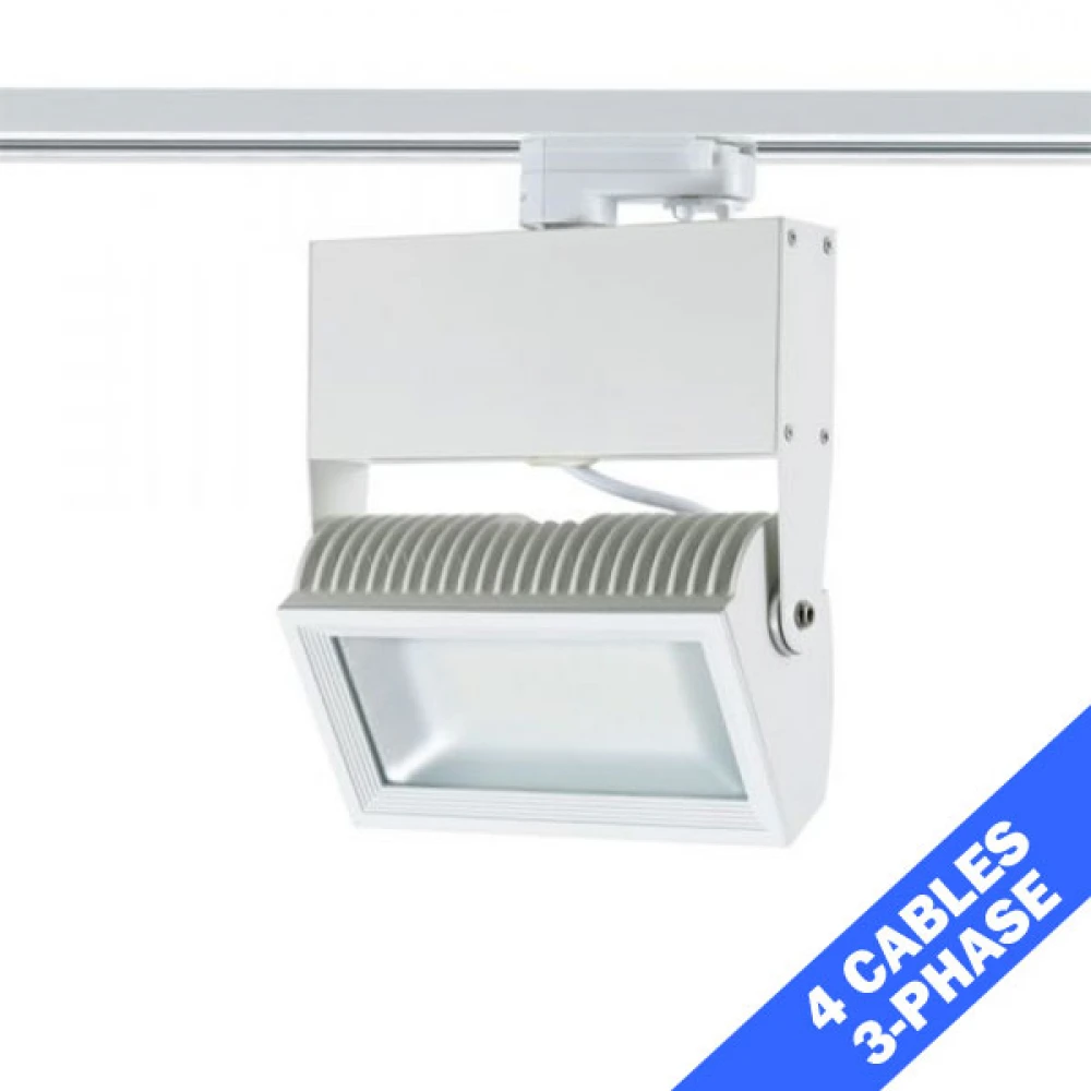 LED SMD Προβολέας Ράγας Τριφασική 4 Καλωδίων Θερμό Λευκό 45W 80° 230V Σε Λευκό VIENNE ACA