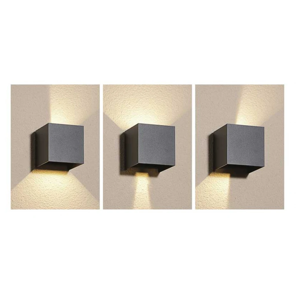 LED COB Απλίκα Εξωτερικού Χώρου Τετράγωνη Σκούρο Γκρι - 6W IP54 SANTUR-S ACA