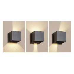 LED COB Απλίκα Εξωτερικού Χώρου Τετράγωνη Σκούρο Γκρι - 6W IP54 SANTUR-S ACA
