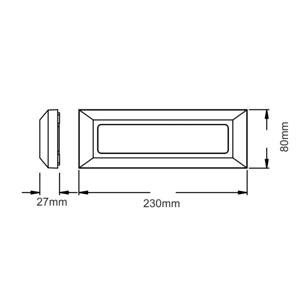 Led Slim Επίτοιχο Φωτιστικό Ορθογώνιο 4W 230V IP65 Γκρι ACA