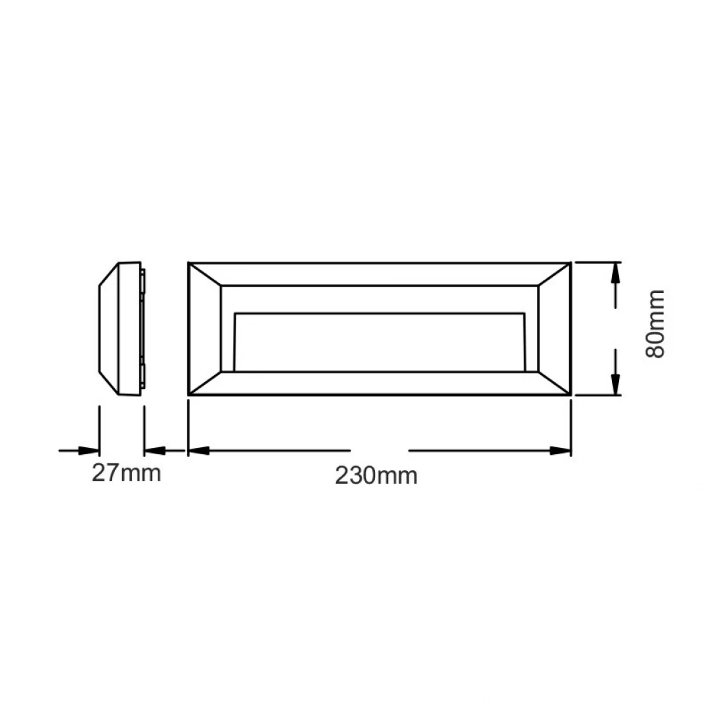 Led Slim Επίτοιχο Φωτιστικό Ορθογώνιο 2W 230V IP65 Γκρι ACA
