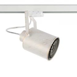 Φωτιστικό Σποτ Ράγας Τριφασικό 4 Καλωδίων 1xE27 PAR30 Λευκό - Βουρτσιστό χρυσό No13 - ACA