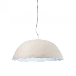 Κρεμαστό Φωτιστικό Από Πηλό Σε λευκό - ασημί Handmade Ø450 1xE27 Aca