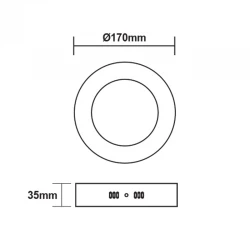 ΛΕΥΚΟ ΣΤΡΟΓΓΥΛΟ LED ΠΑΝΕΛ ΟΡΟΦΗΣ 12W 4000K 1100Lm Φ160mm 230V AC Ra80 ACA