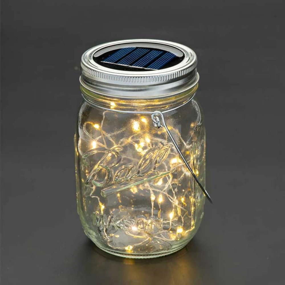 20 WW SOLAR LEDS Βάζο με Λαμπάκια Χαλκού Ασημί Με Μπαταριά Και Ηλιακό Πάνελ IP44 - Aca