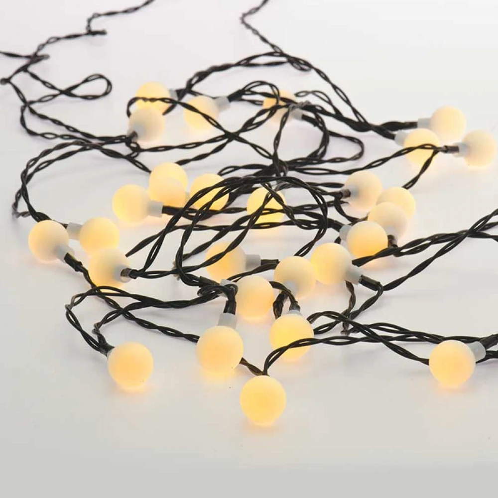 30 WW SOLAR LEDS Γαλακτερά Μπαλάκια Λαμπάκια Σε Σειρά Με Μπαταριά - Ηλιακά IP44 - Aca