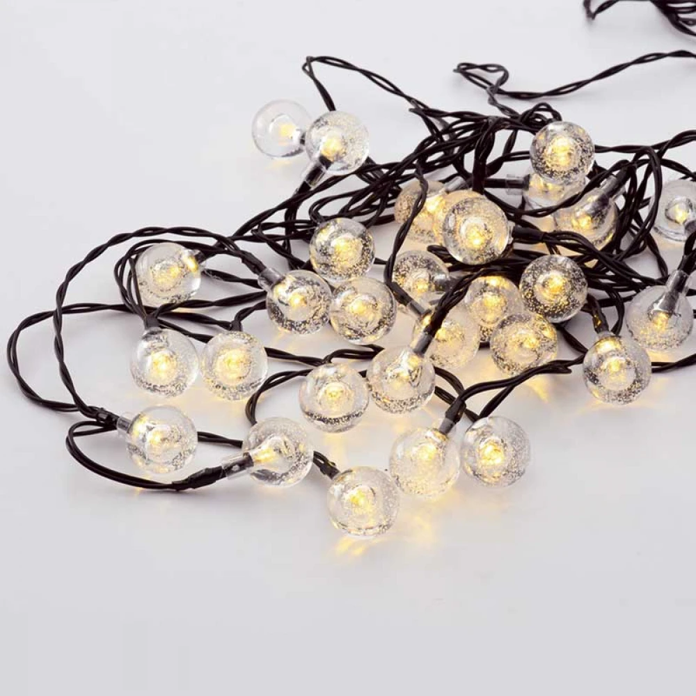 30 WW SOLAR LEDS Πλαστικά Μπαλάκια Λαμπάκια Σε Σειρά Με Μπαταριά - Ηλιακά IP44 - Aca