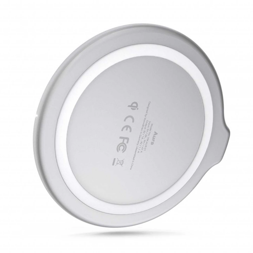 Vonmählen Βάση ασύρματης φόρτισης Qi από Plexiglass με φορτιστή ταξιδιού και καλώδιο 2 μέτρων – Silver