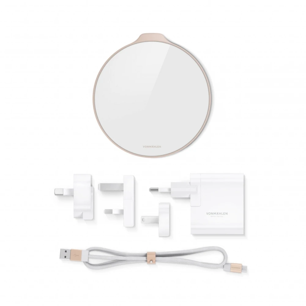 Vonmählen Βάση ασύρματης φόρτισης Qi από Plexiglass με φορτιστή ταξιδιού και καλώδιο 2 μέτρων – Rose Gold