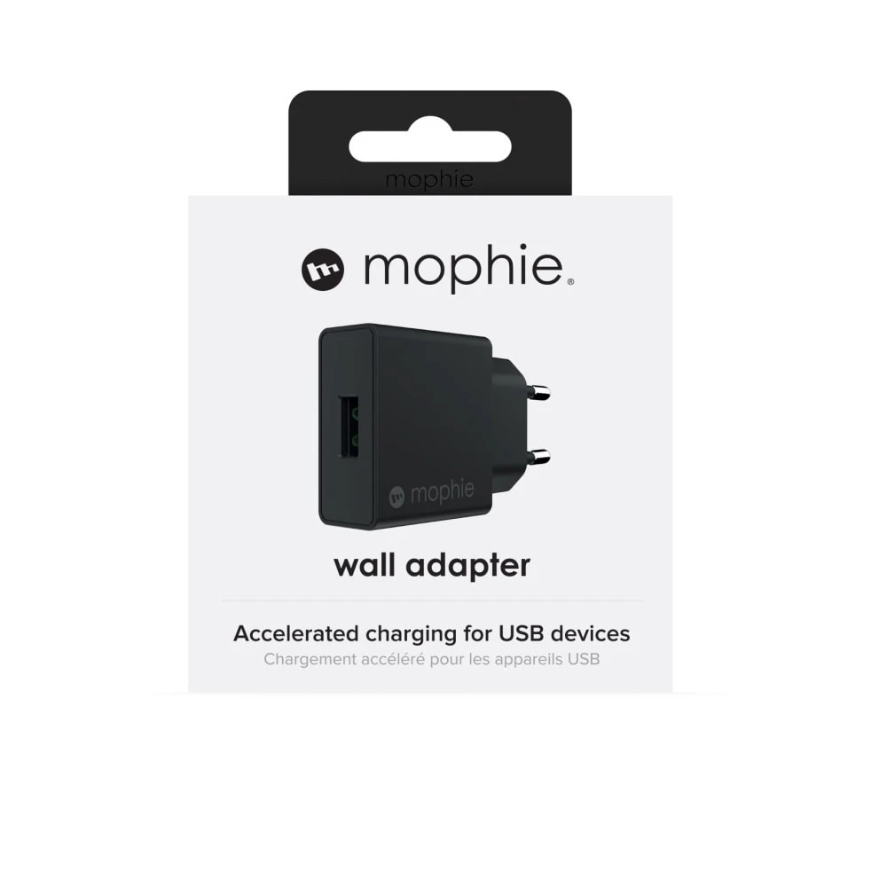 Mophie Wall Adapter USB-A Οικιακός Φορτιστής Quick Charge Ισχύος 18W  Σε Μαύρο ή Λευκό