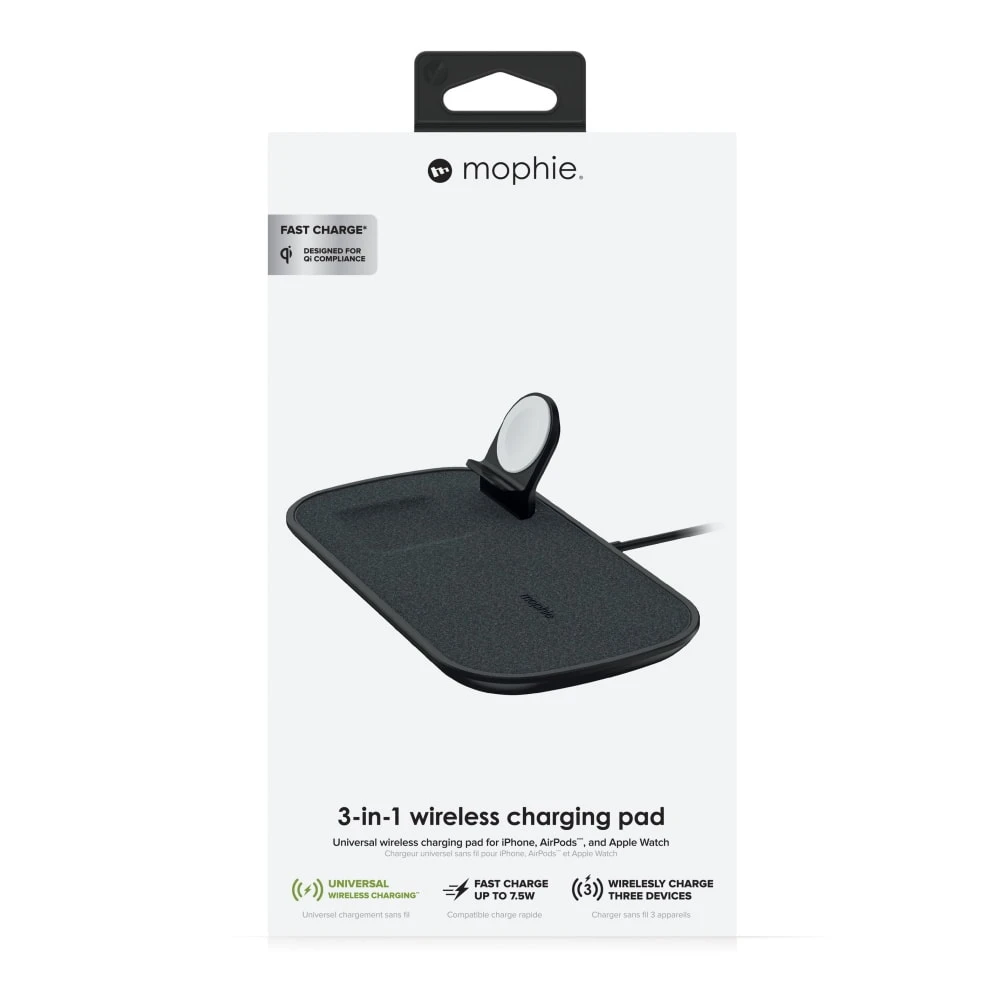 Mophie 3 in 1 Wireless Charging Pad Σταθμός Φόρτισης Για Quickcharge Φόρτιση Τριών Συσκευών – Μαύρος