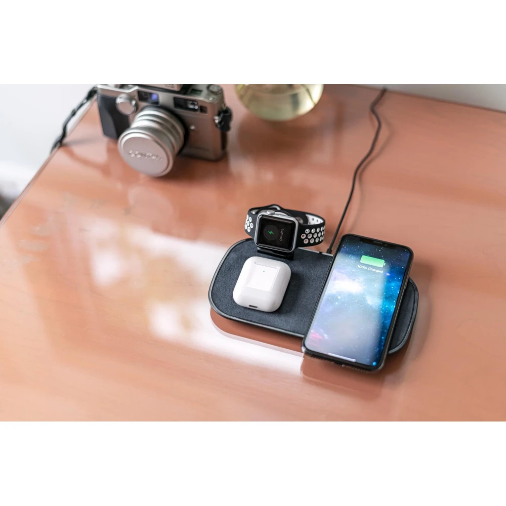 Mophie 3 in 1 Wireless Charging Pad Σταθμός Φόρτισης Για Quickcharge Φόρτιση Τριών Συσκευών – Μαύρος
