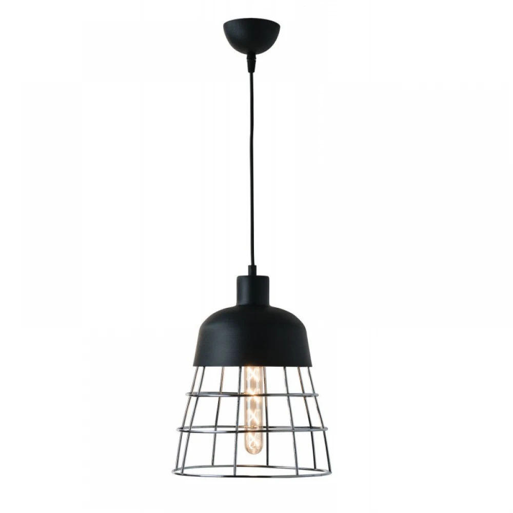 Φωτιστικό Μονόφωτο Μέταλλο Μαύρο/ Χρώμιο E27 Φ26 - Arkolight