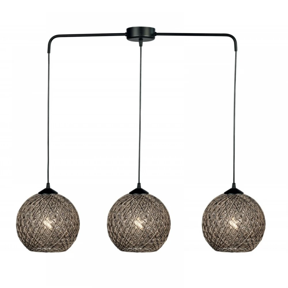 Φωτιστικό Πολύφωτο 3φ Μέταλλο Μαύρο/Μπάλα Σχοινί Ε27 - Arkolight
