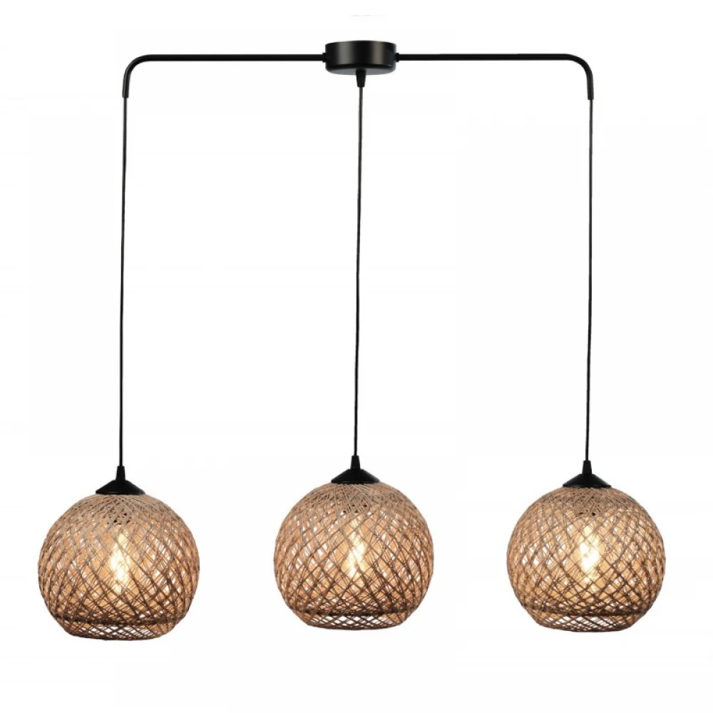 Φωτιστικό Πολύφωτο 3φ Μέταλλο Μαύρο/Μπάλα Σχοινί Ε27 - Arkolight