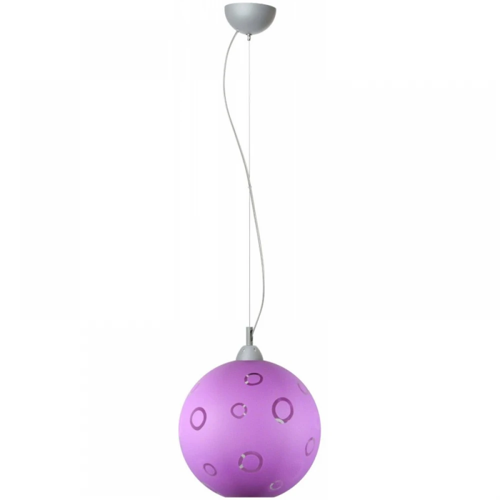 Φωτιστικό Μονόφωτο Γυαλί Λιλά με Διάφανους Κύκλους Ε27 Φ30 - Arkolight