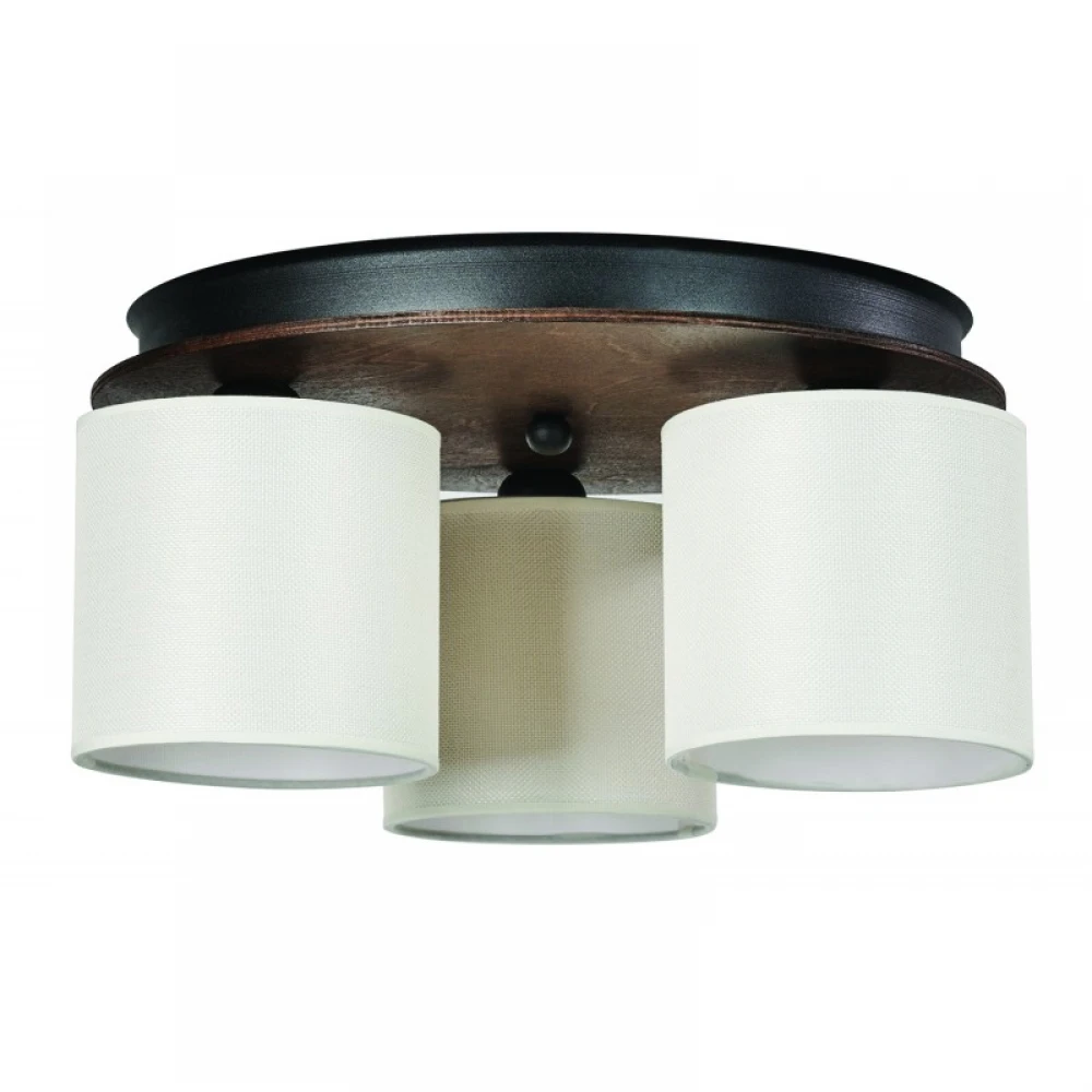 Φωτιστικό Οροφής 3φ Ξύλο/Αμπαζούρ Μπεζ 3x E27 - ARKOLIGHT