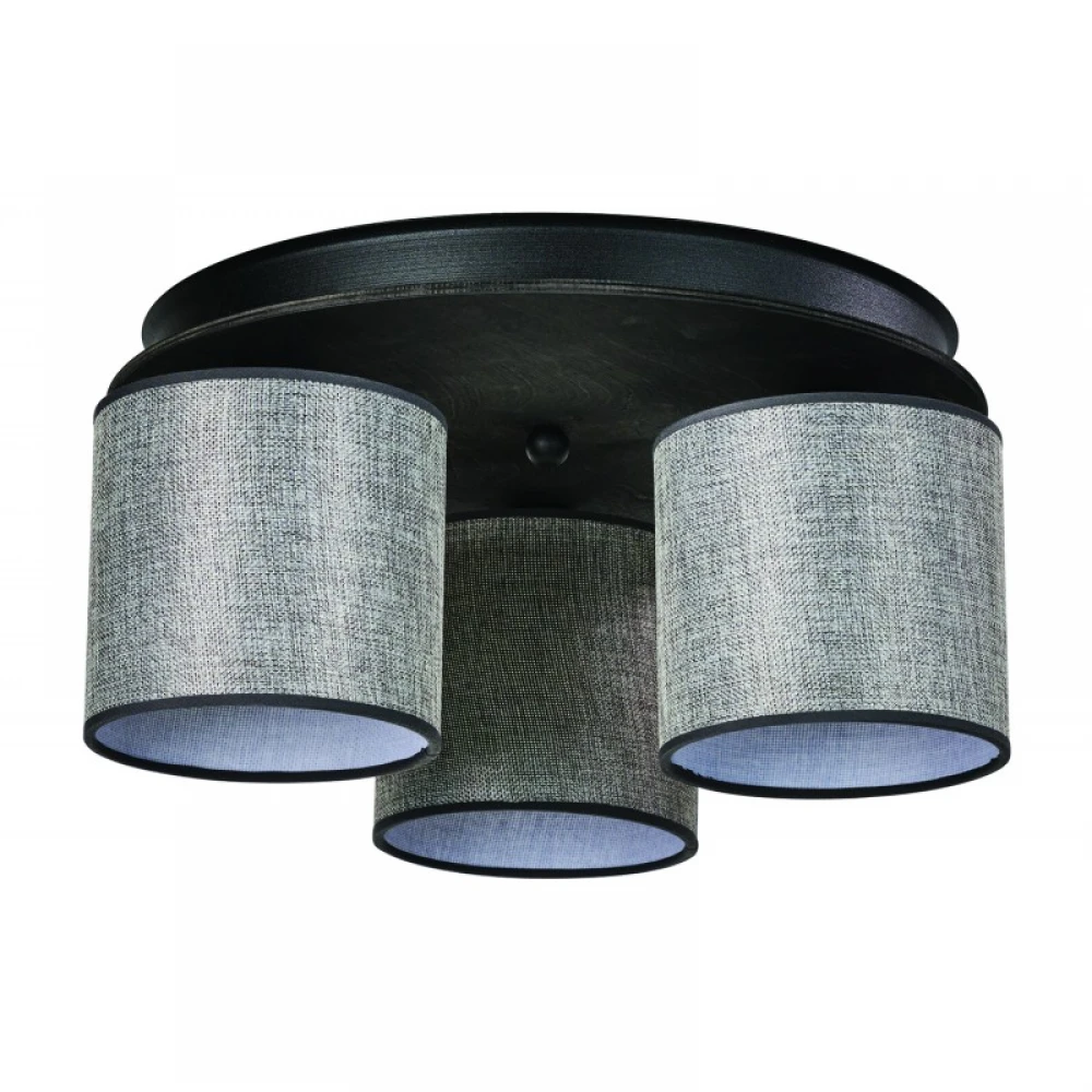 Φωτιστικό Οροφής 3φ Ξύλο/Αμπαζούρ γκρι 3x E27 - ARKOLIGHT