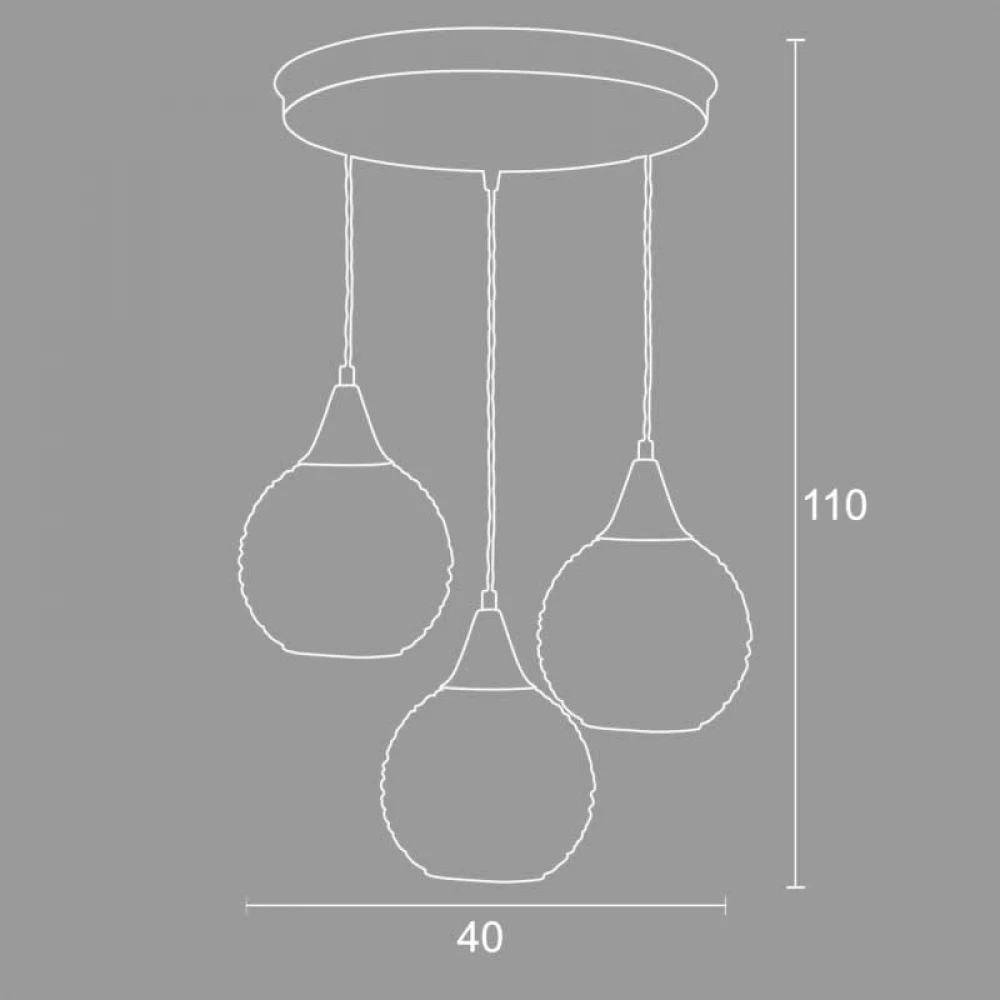 Φωτιστικό Τρίφωτο Από Μέταλλο Και Γυαλί Οπάλ 3xE27 - Arkolight