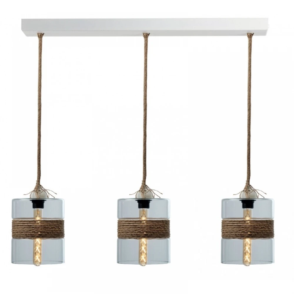 Φωτιστικό Τρίφωτο Από Μέταλλο Και Γυαλί Και Σχοινί 3xE27 - Arkolight