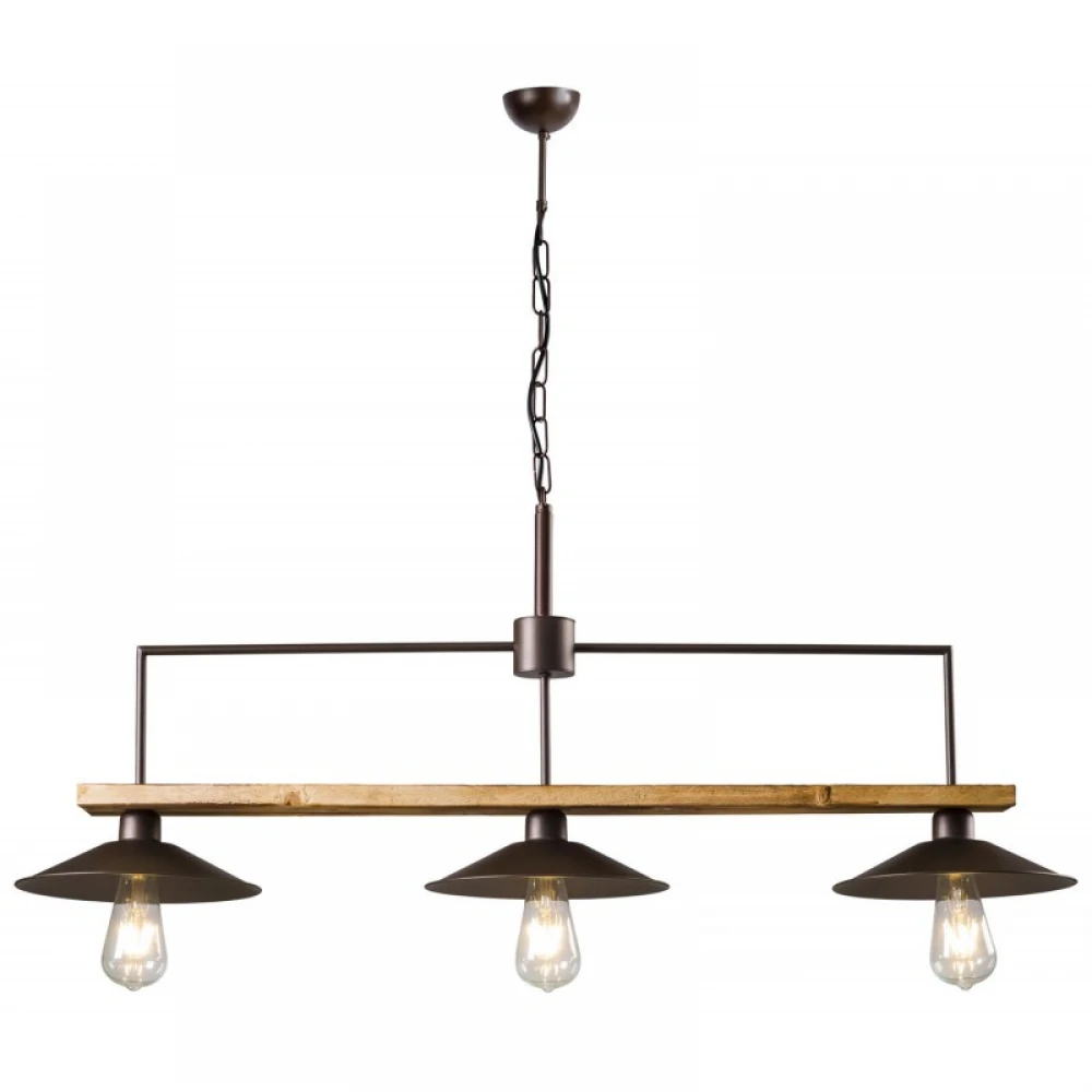 Φωτιστικό Τρίφωτο Από Ξύλο Και Μέταλλο Σκουριά 3xE27 - Arkolight