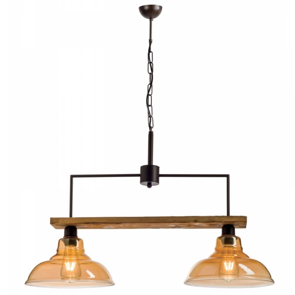 Φωτιστικό Δίφωτο Από Ξύλο Και Γυαλί Μελί 2xE27 - Arkolight