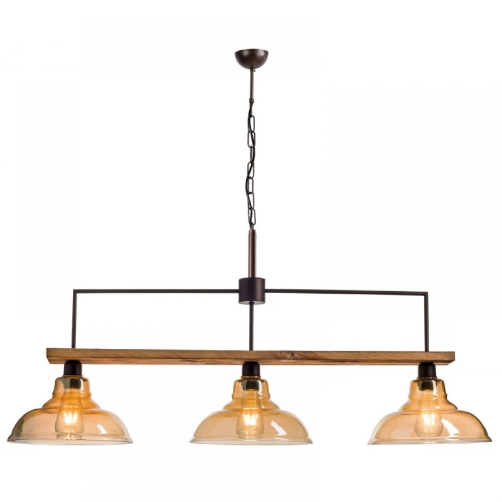 Φωτιστικό Τρίφωτο Από Ξύλο Και Γυαλί Μελί 3xE27 - Arkolight