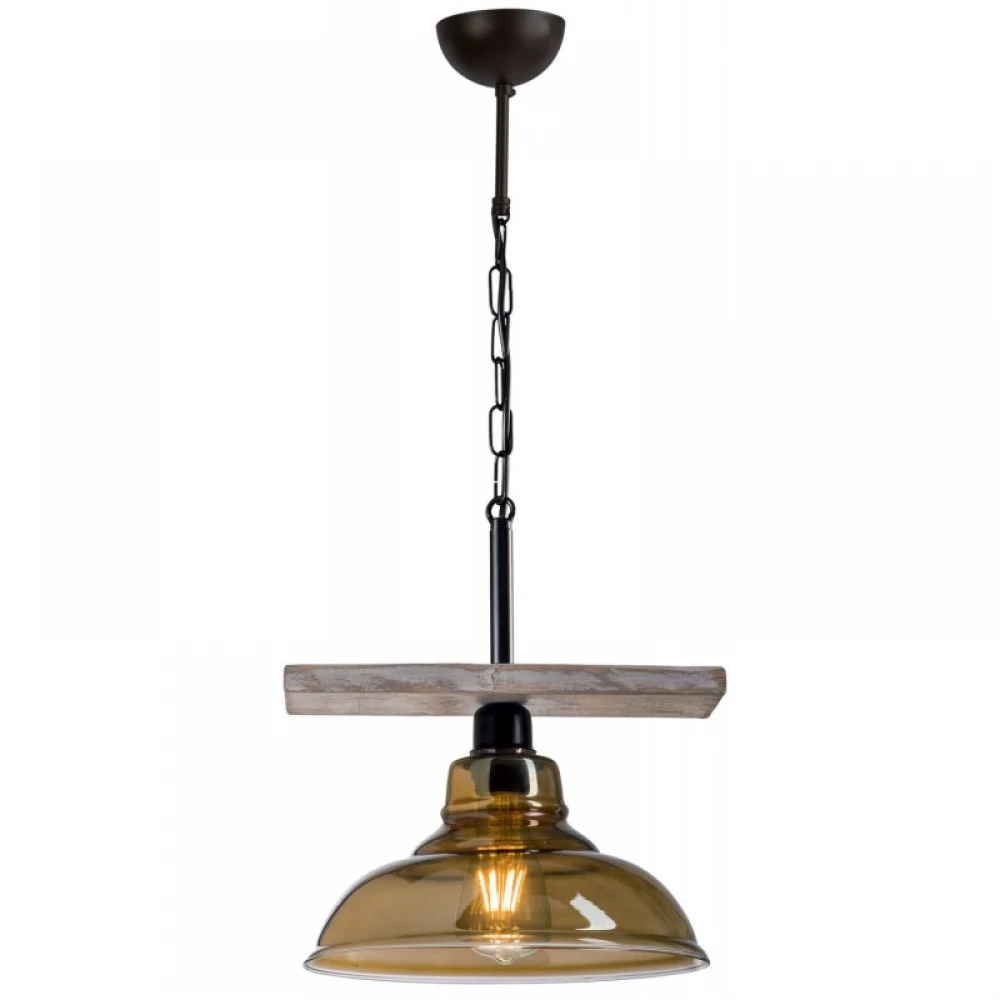 Φωτιστικό Μονόφωτο Από Ξύλο Και Γυαλί Φιμέ 1xE27 - Arkolight